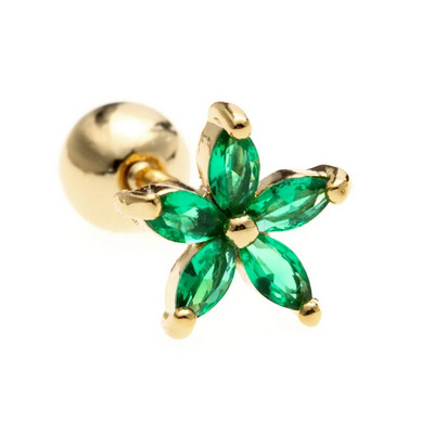 1PC Sweet Green Flowers Ausu caurduršana Auskars Srecw Back Stud Earring Rook Conch Starpsienas Skrimšļa daivas Hiphop/Rock Body Jewelry