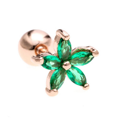 1PC Sweet Green Flowers Ausu caurduršana Auskars Srecw Back Stud Earring Rook Conch Starpsienas Skrimšļa daivas Hiphop/Rock Body Jewelry