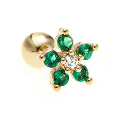 1PC Sweet Green Flowers Ausu caurduršana Auskars Srecw Back Stud Earring Rook Conch Starpsienas Skrimšļa daivas Hiphop/Rock Body Jewelry