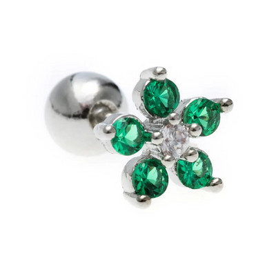 1PC Sweet Green Flowers Ausu caurduršana Auskars Srecw Back Stud Earring Rook Conch Starpsienas Skrimšļa daivas Hiphop/Rock Body Jewelry