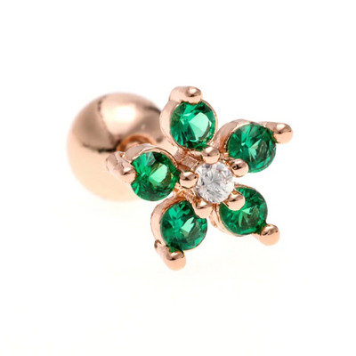 1PC Sweet Green Flowers Ausu caurduršana Auskars Srecw Back Stud Earring Rook Conch Starpsienas Skrimšļa daivas Hiphop/Rock Body Jewelry