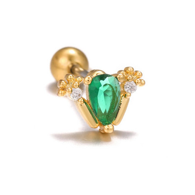 1PC Sweet Green Flowers Ausu caurduršana Auskars Srecw Back Stud Earring Rook Conch Starpsienas Skrimšļa daivas Hiphop/Rock Body Jewelry