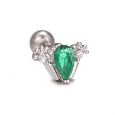 1PC Sweet Green Flowers Ausu caurduršana Auskars Srecw Back Stud Earring Rook Conch Starpsienas Skrimšļa daivas Hiphop/Rock Body Jewelry