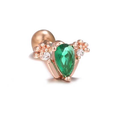 1PC Sweet Green Flowers Ausu caurduršana Auskars Srecw Back Stud Earring Rook Conch Starpsienas Skrimšļa daivas Hiphop/Rock Body Jewelry