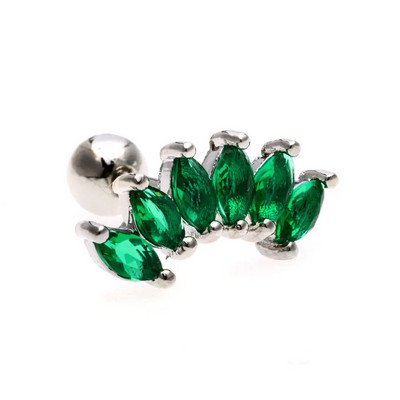 1PC Sweet Green Flowers Ausu caurduršana Auskars Srecw Back Stud Earring Rook Conch Starpsienas Skrimšļa daivas Hiphop/Rock Body Jewelry