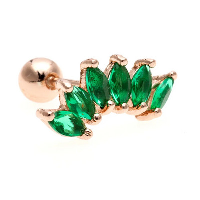 1PC Sweet Green Flowers Ausu caurduršana Auskars Srecw Back Stud Earring Rook Conch Starpsienas Skrimšļa daivas Hiphop/Rock Body Jewelry