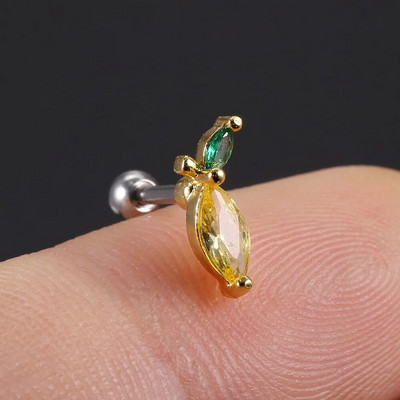 1 τεμ 20 γρ. από ανοξείδωτο ατσάλι Rainbow Cz Φρούτα χόνδρος ποδηλάτου καρφωτό σκουλαρίκι χαριτωμένο βιδωτό πίσω ράβδος Φως Tragus Conch Lobe Ear Piercing