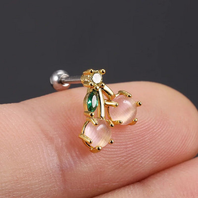 1 τεμ 20 γρ. από ανοξείδωτο ατσάλι Rainbow Cz Φρούτα χόνδρος ποδηλάτου καρφωτό σκουλαρίκι χαριτωμένο βιδωτό πίσω ράβδος Φως Tragus Conch Lobe Ear Piercing