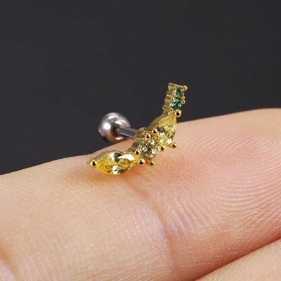 1 τεμ 20 γρ. από ανοξείδωτο ατσάλι Rainbow Cz Φρούτα χόνδρος ποδηλάτου καρφωτό σκουλαρίκι χαριτωμένο βιδωτό πίσω ράβδος Φως Tragus Conch Lobe Ear Piercing