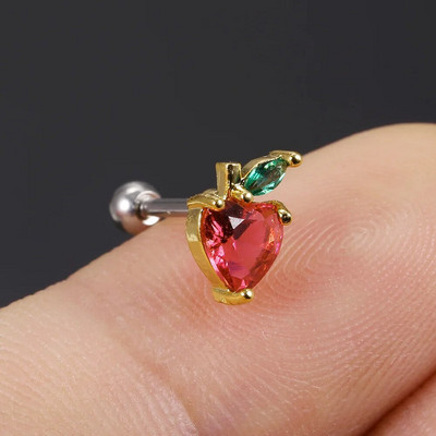 1 τεμ 20 γρ. από ανοξείδωτο ατσάλι Rainbow Cz Φρούτα χόνδρος ποδηλάτου καρφωτό σκουλαρίκι χαριτωμένο βιδωτό πίσω ράβδος Φως Tragus Conch Lobe Ear Piercing