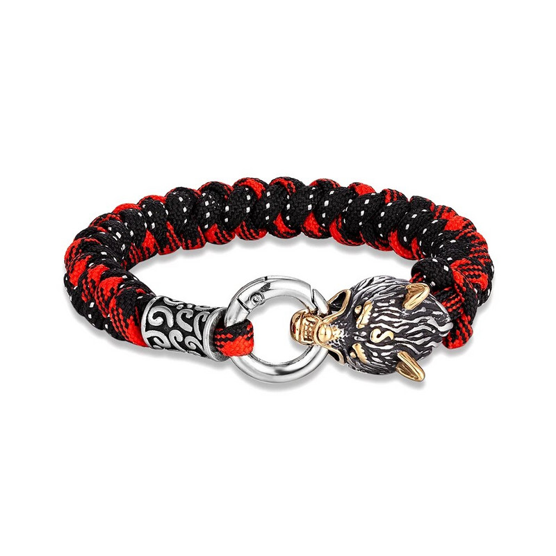 Retro skandinavų Odino vilko išgyvenimo apyrankės vyrams Viking Geri & Freki nerūdijančio plieno Paracord virvės apyrankės Rankų darbo papuošalai lauke