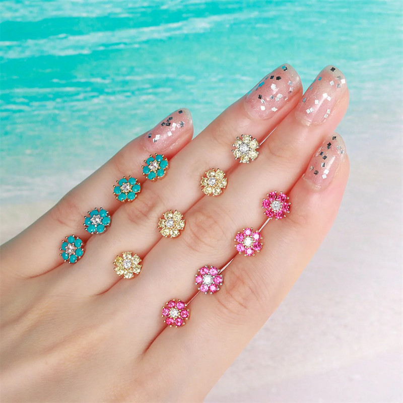 1vnt nerūdijančio plieno drugelio širdelė spalvingi cirkonio smeigtukai auskarai, gėlė, prisukami atgal Ausies kaulas, kremzlė, kriauklė, auskarų vėrimo papuošalai