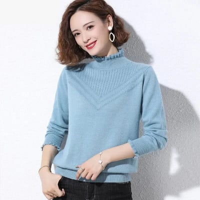 2023 m. rudens žiemos megztinis su vėžliuku Moteriški madingi, įprasti megztiniai, moteriški megztiniai ilgomis rankovėmis, ploni megztiniai