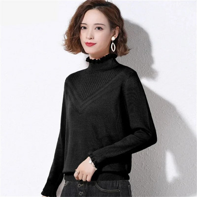 2023 m. rudens žiemos megztinis su vėžliuku Moteriški madingi, įprasti megztiniai, moteriški megztiniai ilgomis rankovėmis, ploni megztiniai