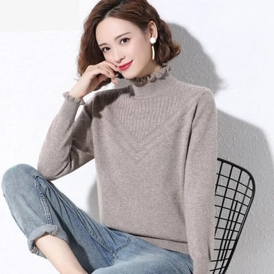 2023 m. rudens žiemos megztinis su vėžliuku Moteriški madingi, įprasti megztiniai, moteriški megztiniai ilgomis rankovėmis, ploni megztiniai