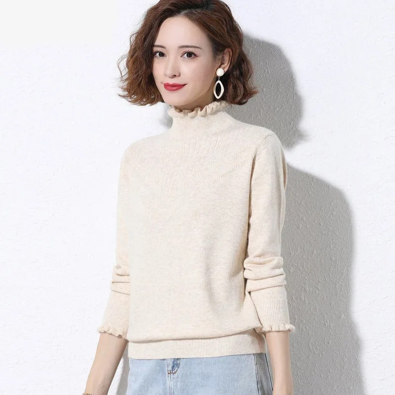 2023 m. rudens žiemos megztinis su vėžliuku Moteriški madingi, įprasti megztiniai, moteriški megztiniai ilgomis rankovėmis, ploni megztiniai