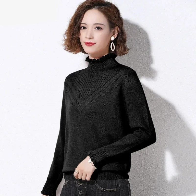 2023 m. rudens žiemos megztinis su vėžliuku Moteriški madingi, įprasti megztiniai, moteriški megztiniai ilgomis rankovėmis, ploni megztiniai