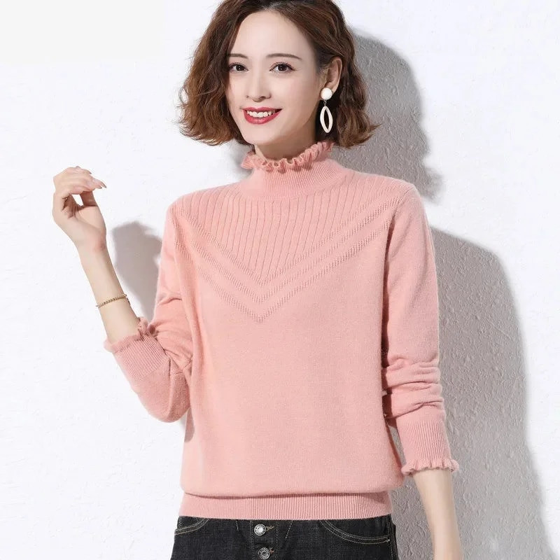 2023 m. rudens žiemos megztinis su vėžliuku Moteriški madingi, įprasti megztiniai, moteriški megztiniai ilgomis rankovėmis, ploni megztiniai