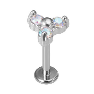 1vnt Crystal Flower Moon lūpų auskarų vėrimo žiedas Labret Bar Ausų kremzlės Stud auskarai Nerūdijančio plieno Tragus Helix kūno papuošalai 16G
