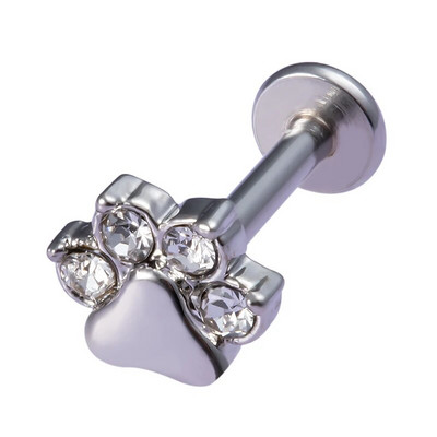 1vnt Crystal Flower Moon lūpų auskarų vėrimo žiedas Labret Bar Ausų kremzlės Stud auskarai Nerūdijančio plieno Tragus Helix kūno papuošalai 16G