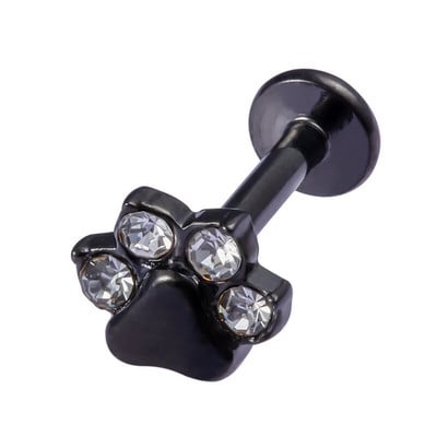 1vnt Crystal Flower Moon lūpų auskarų vėrimo žiedas Labret Bar Ausų kremzlės Stud auskarai Nerūdijančio plieno Tragus Helix kūno papuošalai 16G
