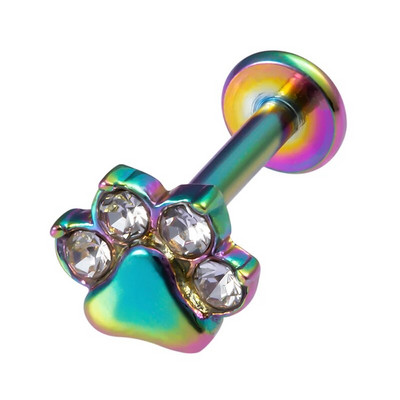 1vnt Crystal Flower Moon lūpų auskarų vėrimo žiedas Labret Bar Ausų kremzlės Stud auskarai Nerūdijančio plieno Tragus Helix kūno papuošalai 16G