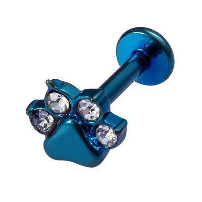 1vnt Crystal Flower Moon lūpų auskarų vėrimo žiedas Labret Bar Ausų kremzlės Stud auskarai Nerūdijančio plieno Tragus Helix kūno papuošalai 16G