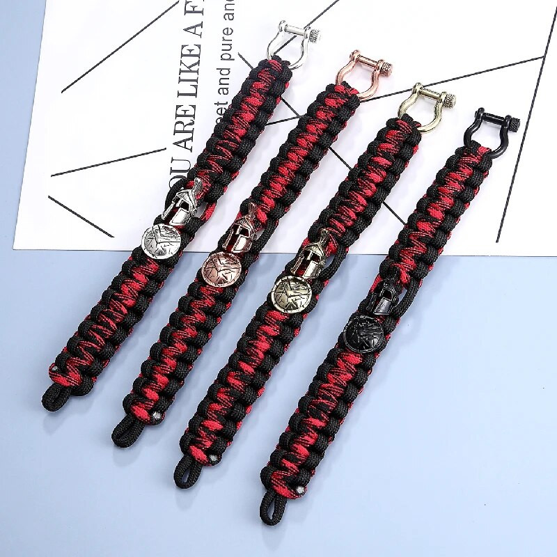 Nordic Outdoor Spartan Warrior Κράνος Κορδόνι Βραχιόλια Ανδρικά Αντίκες Βίκινγκς Αξεσουάρ Survival Paracord Bangles homme Handmade