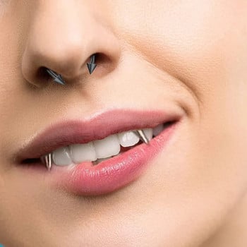 2 τμχ από ανοξείδωτο ατσάλι Smile Lip Tiger Teeth Nail Vampire Piercing Spike Lips Hoop Rings Vampire Teeths Body Piercing Κοσμήματα