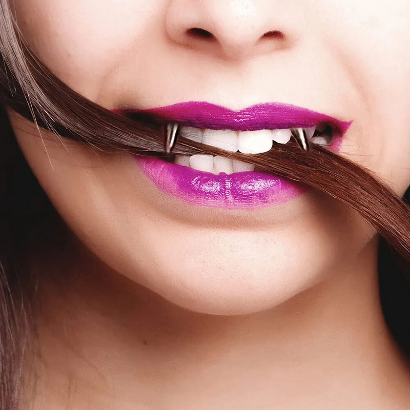 2 τμχ από ανοξείδωτο ατσάλι Smile Lip Tiger Teeth Nail Vampire Piercing Spike Lips Hoop Rings Vampire Teeths Body Piercing Κοσμήματα