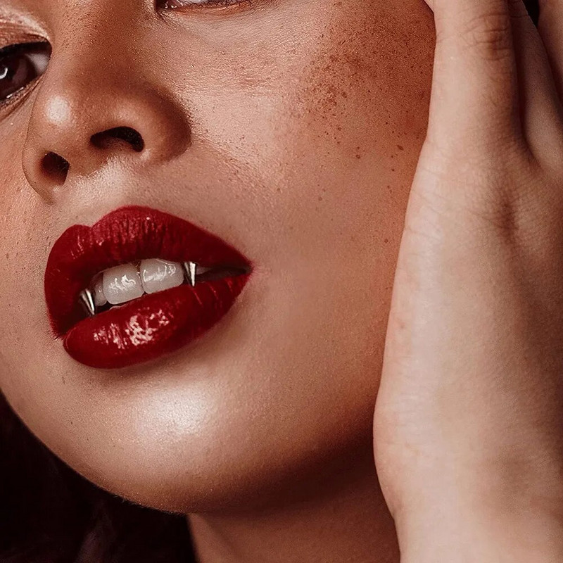 2 τμχ από ανοξείδωτο ατσάλι Smile Lip Tiger Teeth Nail Vampire Piercing Spike Lips Hoop Rings Vampire Teeths Body Piercing Κοσμήματα