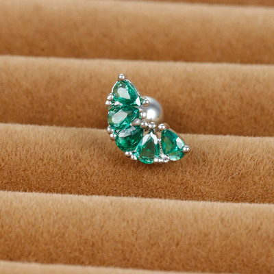 Jauki zaļi kristāla Tragus auskari ar ķekaru šķipsnām, pīrsings skrimšļiem, mazs auskars meitenēm tīņiem, sieviešu daivas kniedes