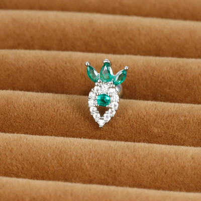 Jauki zaļi kristāla Tragus auskari ar ķekaru šķipsnām, pīrsings skrimšļiem, mazs auskars meitenēm tīņiem, sieviešu daivas kniedes