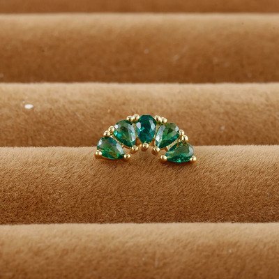 Jauki zaļi kristāla Tragus auskari ar ķekaru šķipsnām, pīrsings skrimšļiem, mazs auskars meitenēm tīņiem, sieviešu daivas kniedes