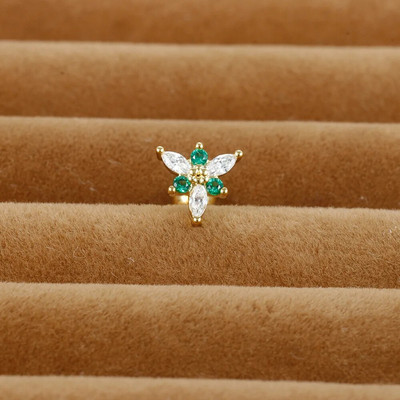 Jauki zaļi kristāla Tragus auskari ar ķekaru šķipsnām, pīrsings skrimšļiem, mazs auskars meitenēm tīņiem, sieviešu daivas kniedes