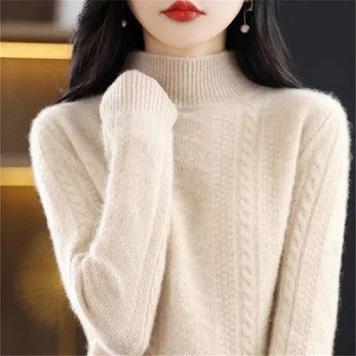 Női garbós téli pulóver Női hosszú ujjú kötött pulóverek Pulóverek Női pulóver alsó ingek Tricot felsők