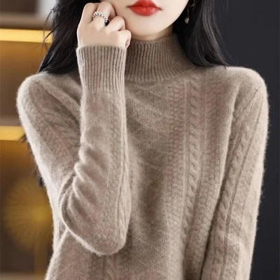 Női garbós téli pulóver Női hosszú ujjú kötött pulóverek Pulóverek Női pulóver alsó ingek Tricot felsők