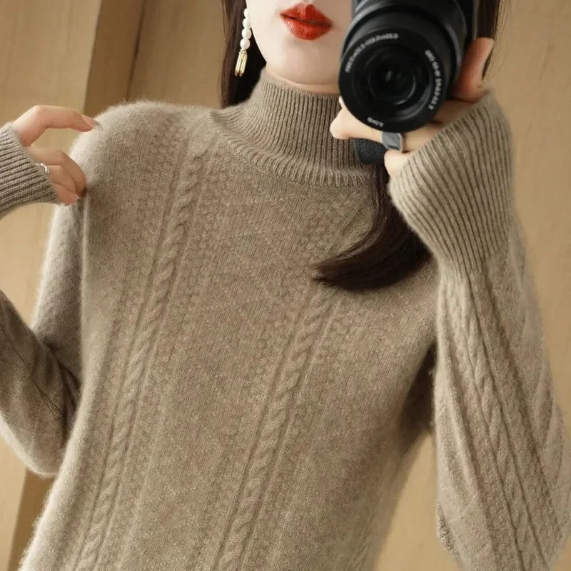 Női garbós téli pulóver Női hosszú ujjú kötött pulóverek Pulóverek Női pulóver alsó ingek Tricot felsők