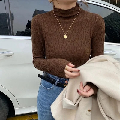 Φθινοπωρινά χειμερινά γυναικεία πουλόβερ Casual μακρυμάνικο πλεκτό πουλόβερ πουλόβερ Femme Basic μασίφ μπλουζάκια μόδας