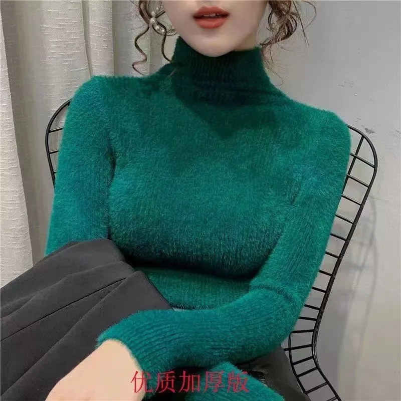 2023 Φθινοπωρινό Χειμώνα Χοντρό Πουλόβερ Γυναικείο Πλεκτό Πλεκτό Πουλόβερ Πουλόβερ Μακρυμάνικο Ζωντανό Λεπτό Jumper Απαλό Γυναικείο Ζεστό Τράβηγμα