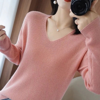 Γυναικείο πουλόβερ φθινοπώρου χειμώνα 2023 Πλεκτά κορεατικής μόδας Ζεστά μακρυμάνικα πλεκτά πουλόβερ με λεπτή εφαρμογή πουκάμισο με κάτω