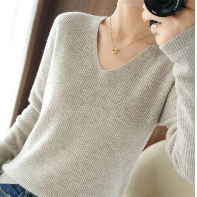 Γυναικείο πουλόβερ φθινοπώρου χειμώνα 2023 Πλεκτά κορεατικής μόδας Ζεστά μακρυμάνικα πλεκτά πουλόβερ με λεπτή εφαρμογή πουκάμισο με κάτω
