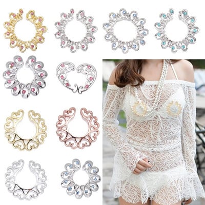 1Pc Sexy Fake Nipple Ring for Women 316L Surgical Steel Non-Piercing Nipple Ring Breast Decorative Ring Beach Party Body Jewelry