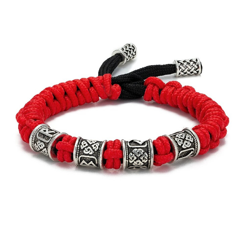 Σκανδιναβικοί Ρούνοι Χάντρες Βραχιόλι Ανδρικά Βίκινγκς Αξεσουάρ Βραχιόλι με σχοινί Survival Paracord Χειροποίητο Φυλαχτό εξωτερικού χώρου homme