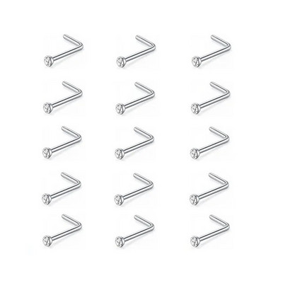 12/24/36 db L alakú orrgyűrű görbe csomag kristály egyenes orrgyűrű szett orrcsavar Piercing Nariz mandzsetta orr orrcsipesz