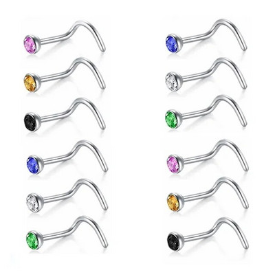 12/24/36 db L alakú orrgyűrű görbe csomag kristály egyenes orrgyűrű szett orrcsavar Piercing Nariz mandzsetta orr orrcsipesz