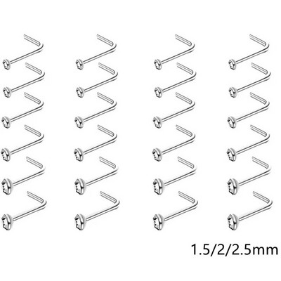 12/24/36 db L alakú orrgyűrű görbe csomag kristály egyenes orrgyűrű szett orrcsavar Piercing Nariz mandzsetta orr orrcsipesz