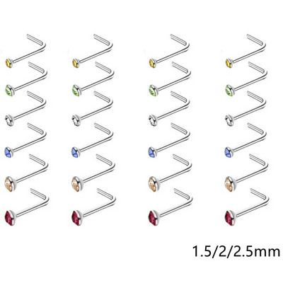 12/24/36 db L alakú orrgyűrű görbe csomag kristály egyenes orrgyűrű szett orrcsavar Piercing Nariz mandzsetta orr orrcsipesz