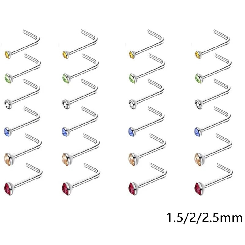 12/24/36 db L alakú orrgyűrű görbe csomag kristály egyenes orrgyűrű szett orrcsavar Piercing Nariz mandzsetta orr orrcsipesz
