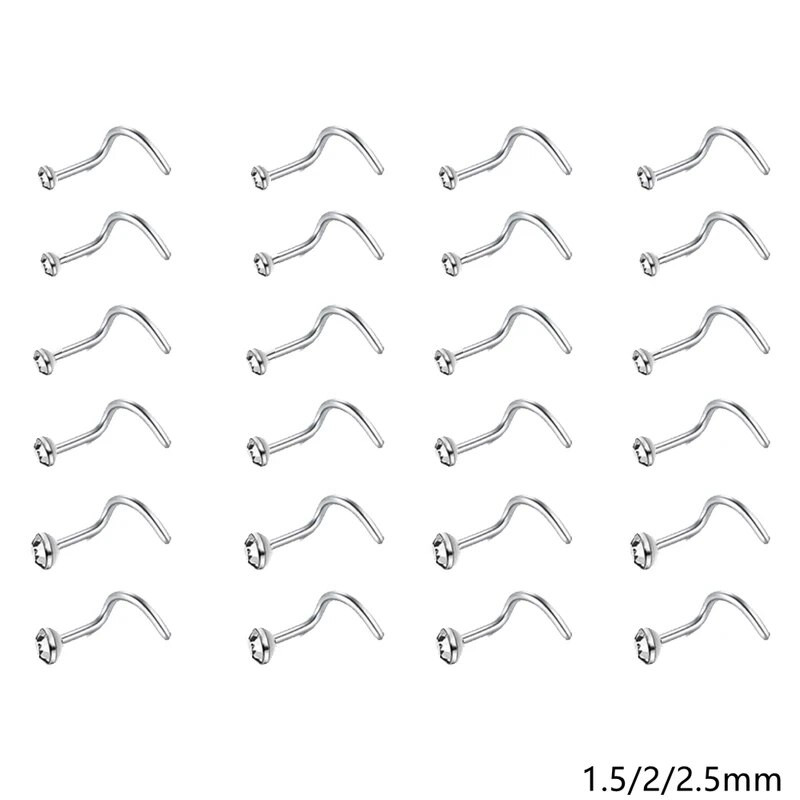 12/24/36 db L alakú orrgyűrű görbe csomag kristály egyenes orrgyűrű szett orrcsavar Piercing Nariz mandzsetta orr orrcsipesz